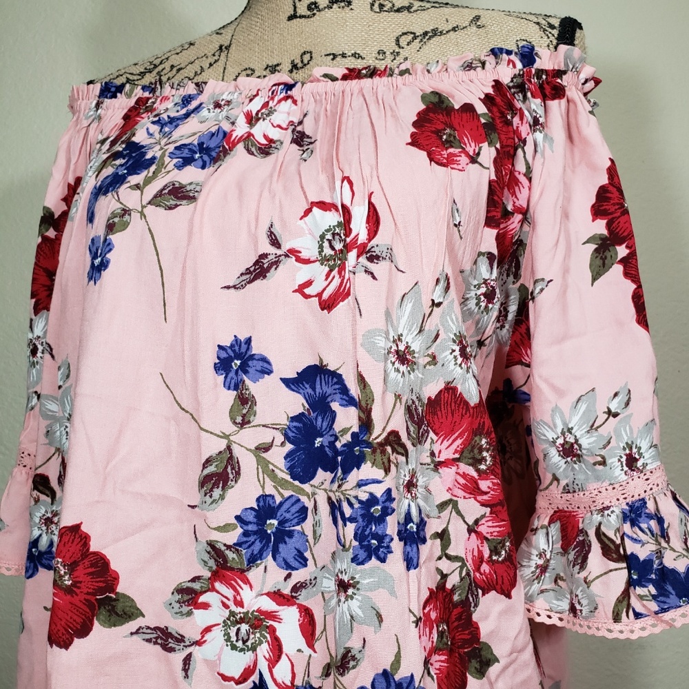 Angie Off-shoulder Floral Print Ruffle Blouse - Picture 3 of 7